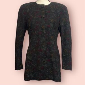 3/$10 Ellen Figg Blazer 6 Floral Black Jacket Vintage